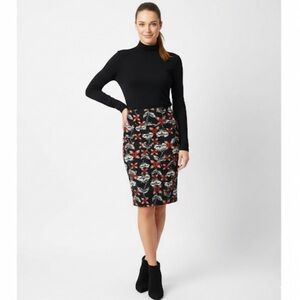 LuLaRoe Black and Red Floral Pencil Skirt